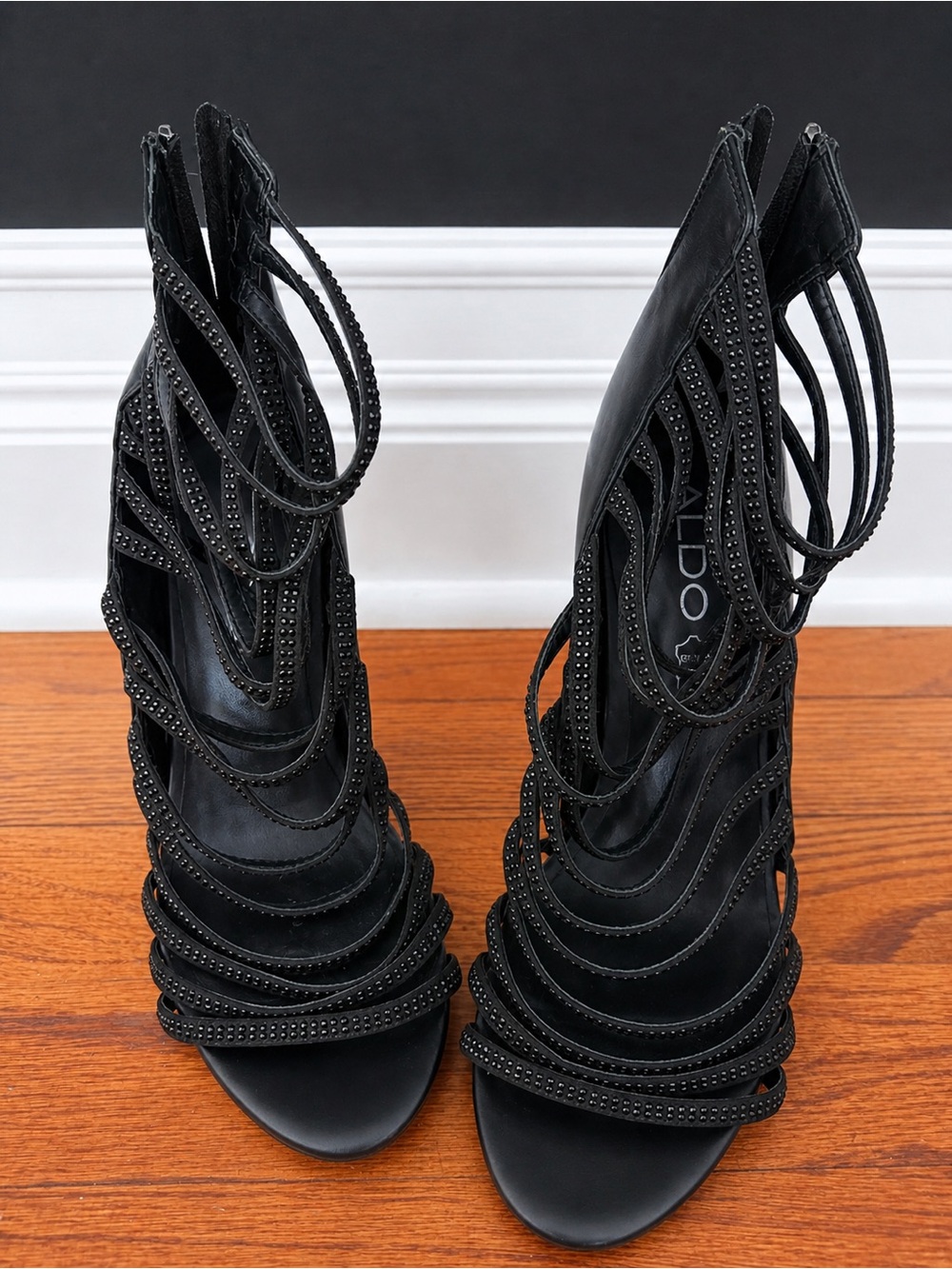ALDO Black Strappy Studded High Heel Sandals